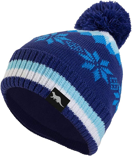 OTTER waterproof BLUE patterned bobble hat