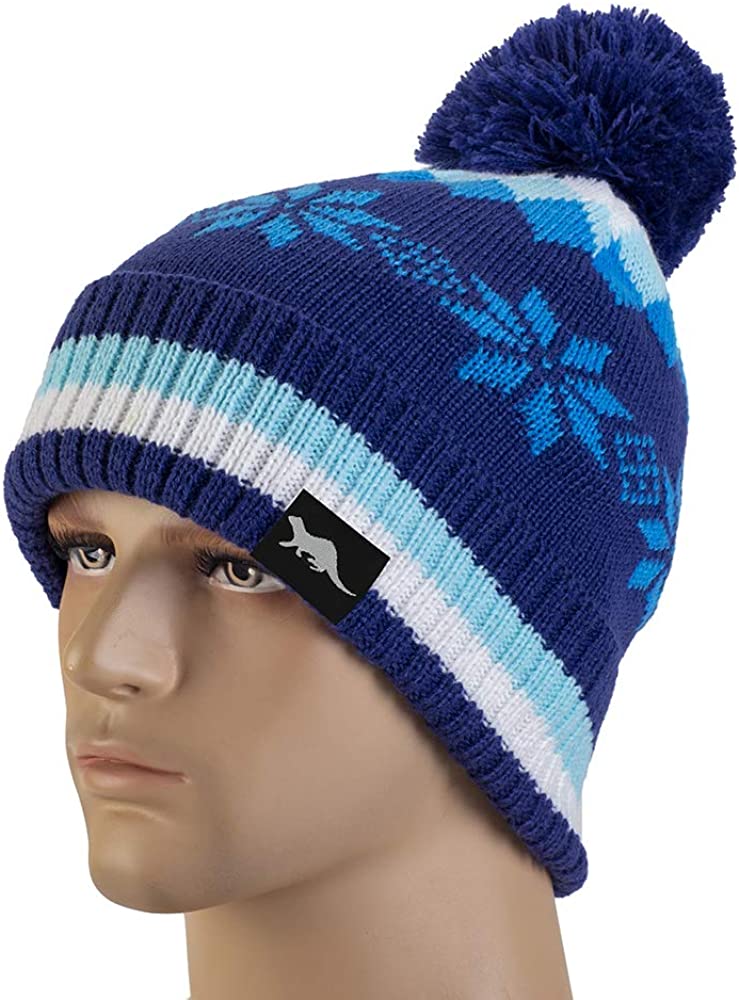 OTTER waterproof BLUE patterned bobble hat