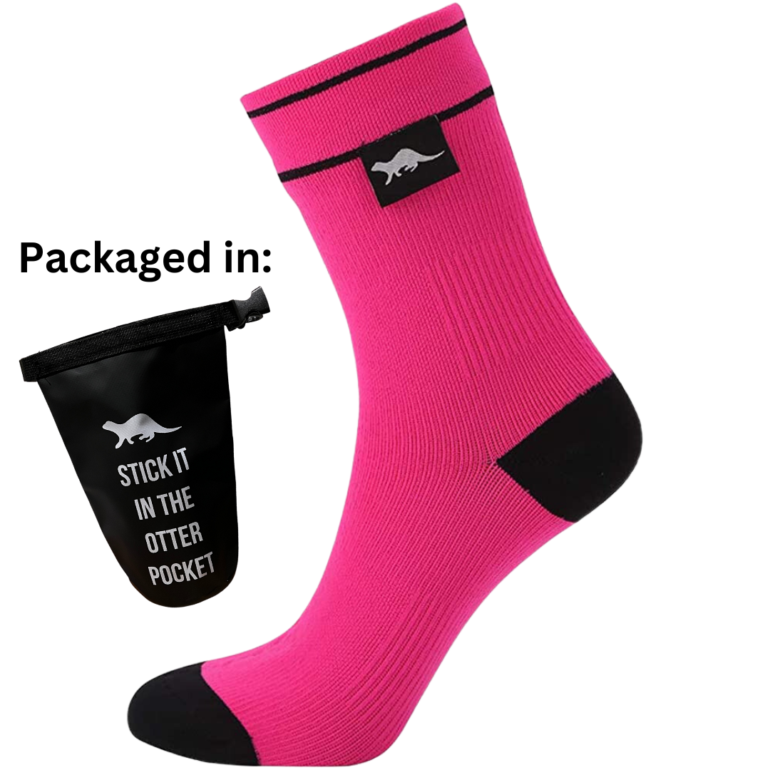 OTTER waterproof socks PINK with BLACK heels