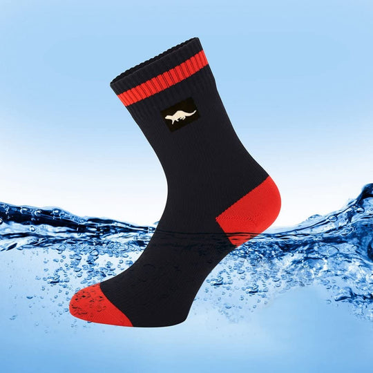 OTTER waterproof socks BLACK with RED heels